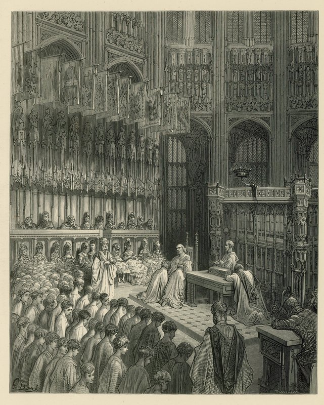 Pohled do interiéru Westminsterského opatství od Gustave Dore