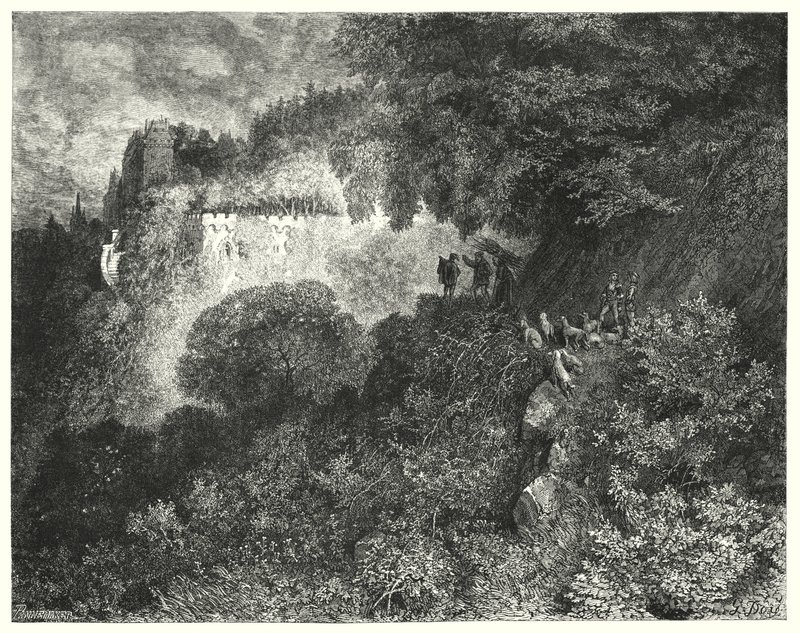 Spící kráska; Šípková Růženka (rytina) od Gustave Dore