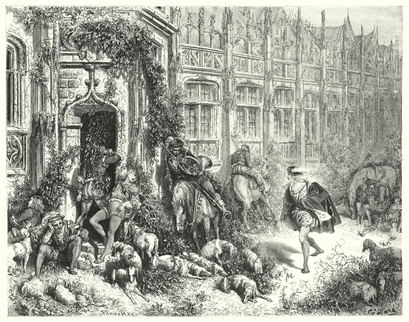 Spící kráska; Šípková Růženka (rytina) od Gustave Dore