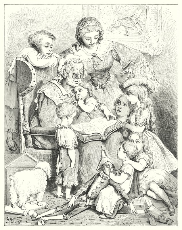 Rodinné vyprávění (rytina) od Gustave Dore