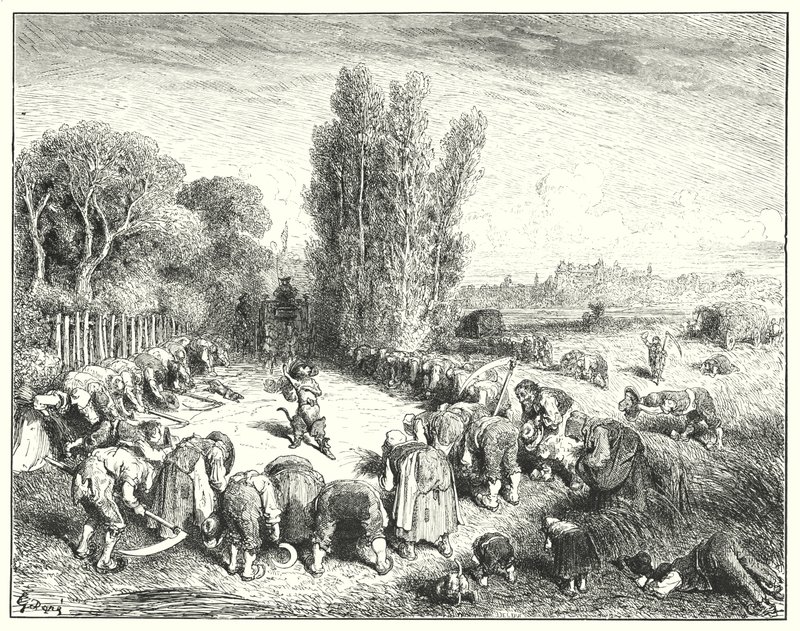 Mistr kočka nebo Kocour v botách; Kocour v botách (rytina) od Gustave Dore