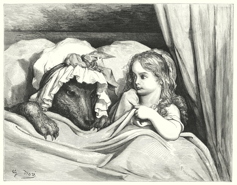 Le Petit Chaperon Rouge; Červená karkulka (rytina) od Gustave Dore