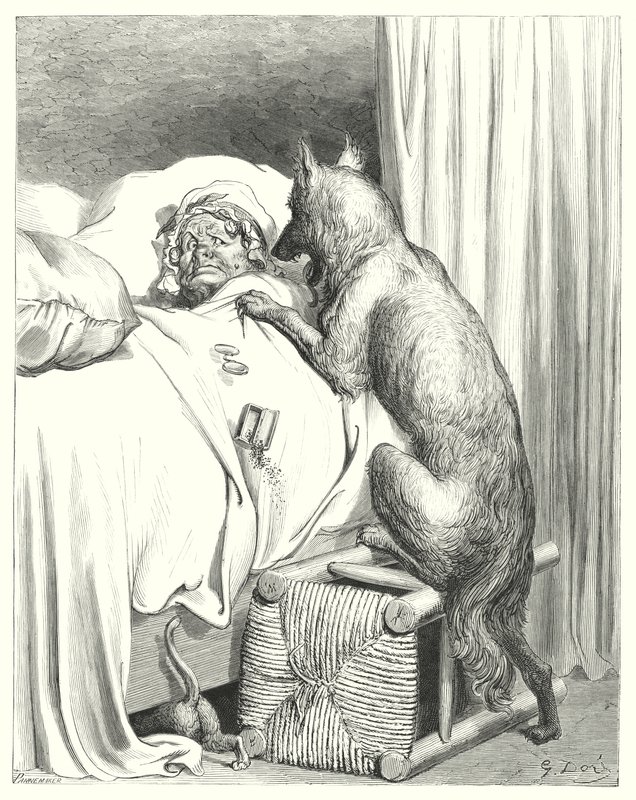 Le Petit Chaperon Rouge; Červená karkulka (rytina) od Gustave Dore
