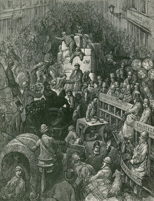 Londýnská pouliční scéna od Gustave Dore