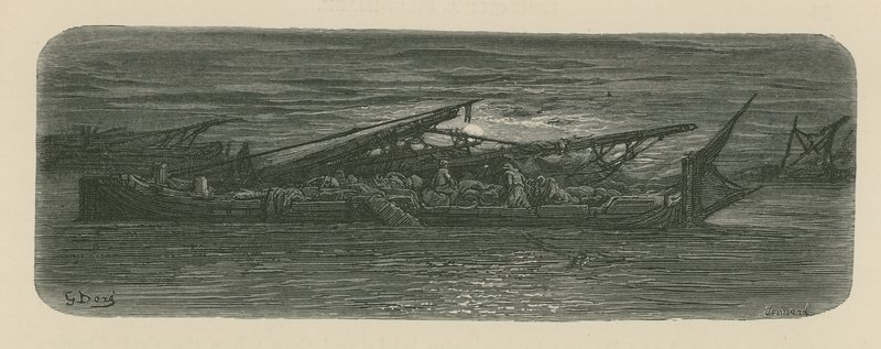 Lidé na palubě lodi na Temži od Gustave Dore