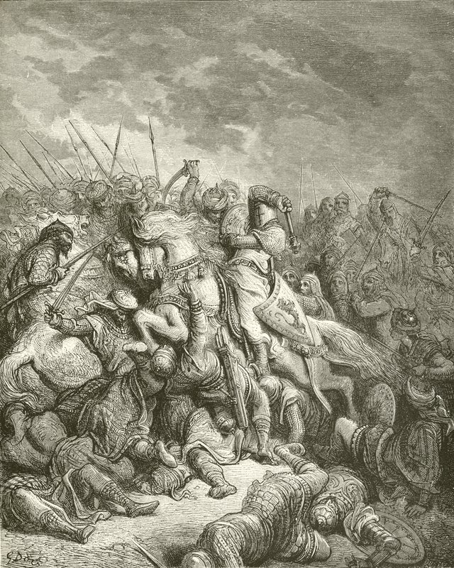 Richard v bitvě u Arsuru od Gustave Dore