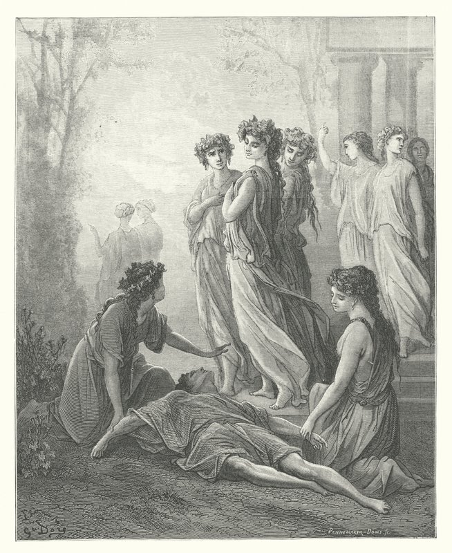 La Fontainovy bajky: Daphnis a Alcimadura (rytina) od Gustave Dore