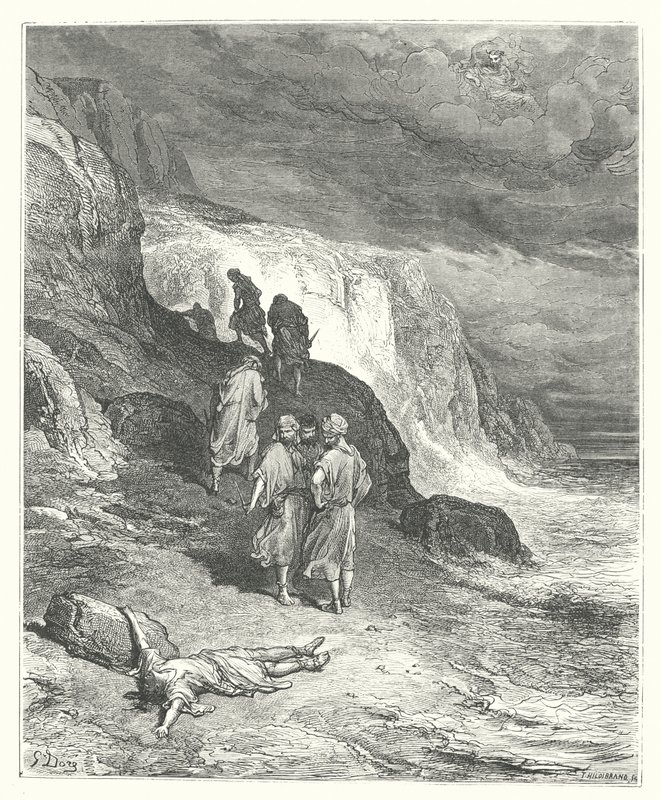La Fontainovy bajky: Jupiter a poutník (rytina) od Gustave Dore