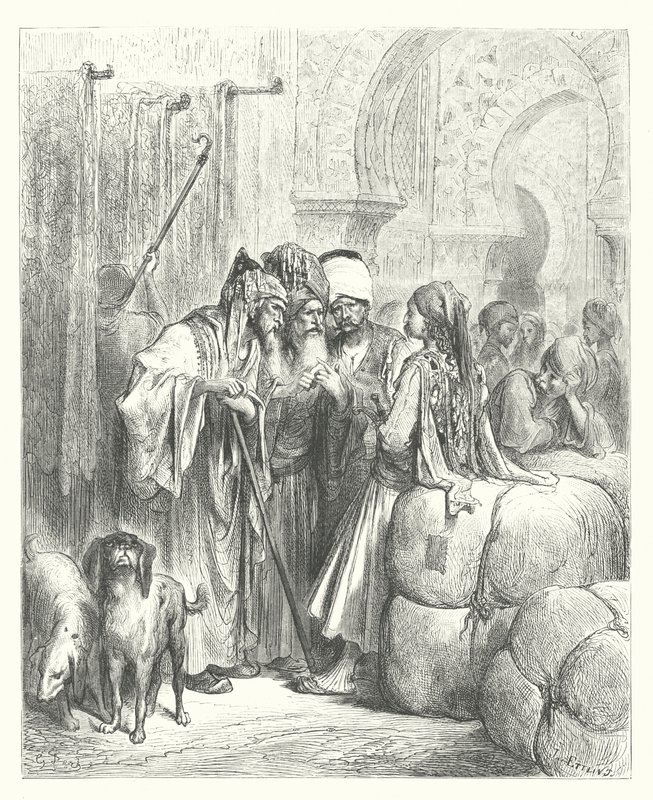 La Fontainovy bajky: (rytina): Baša a obchodník od Gustave Dore