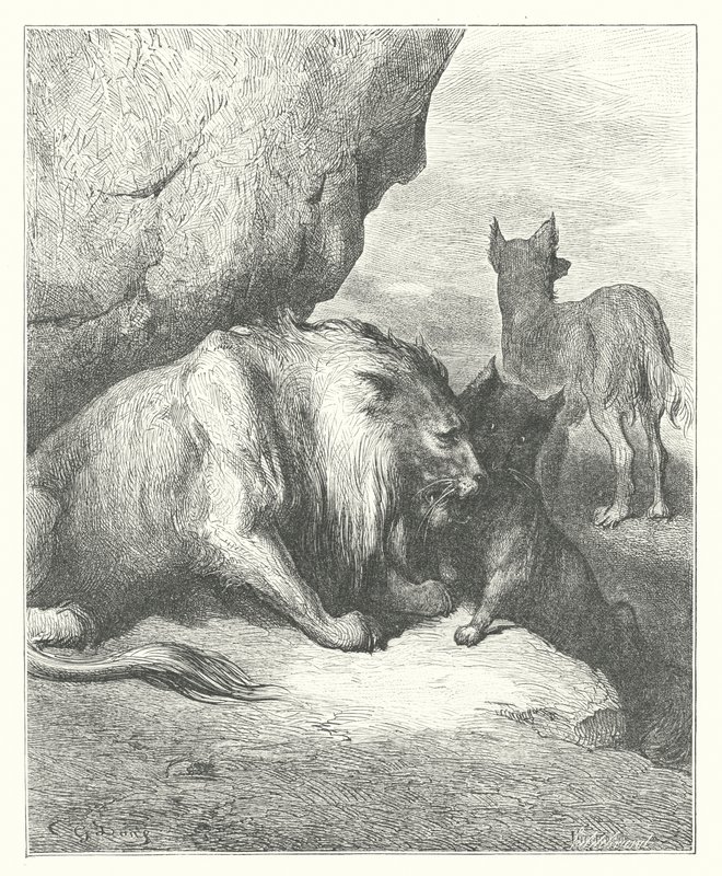 La Fontainovy bajky: (rytina): Pohádky o lvu, vlku a lišce od Gustave Dore