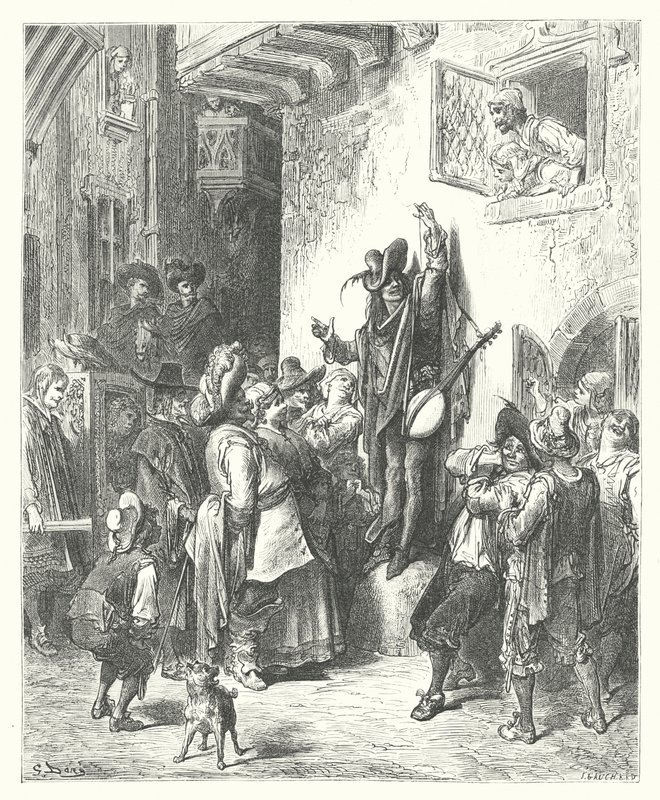 La Fontainovy bajky: Blázen, který prodal moudrost (rytina) od Gustave Dore