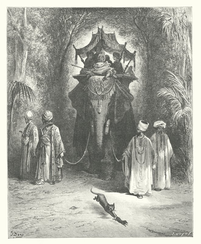 La Fontainovy bajky: Krysa a slon (rytina) od Gustave Dore