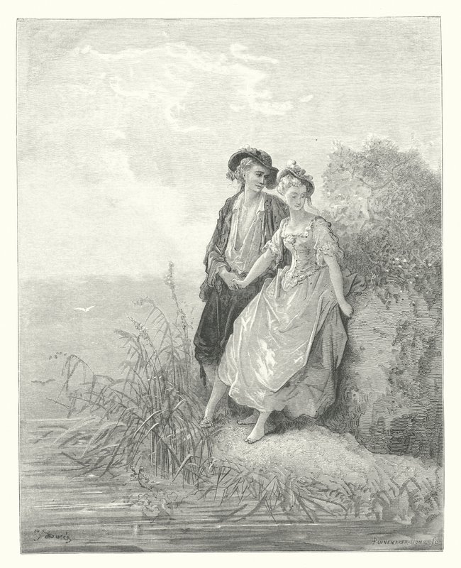 La Fontainovy bajky: Tircis a Amarant (rytina) od Gustave Dore