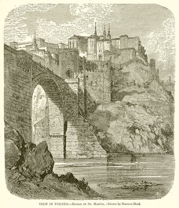 Pohled na Toledo.--Bridge of St. Martin od Gustave Dore