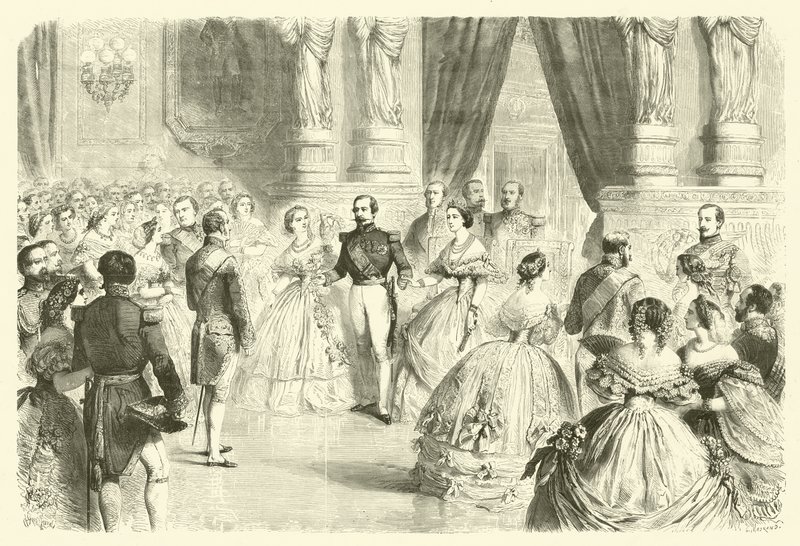 Tanec čtyřkolky na francouzském císařském dvorním plese (rytina) od Gustave Janet