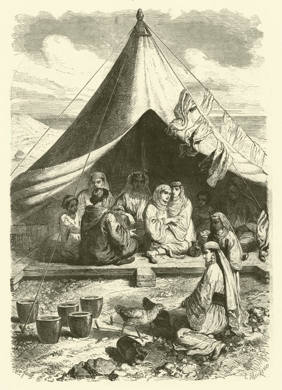 Maročtí Židé na Gibraltaru, kteří uprchli z masakrů v Tetouanu (rytina) od Gustave Janet