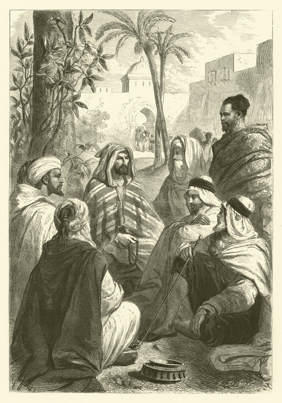 Arabský vypravěč (rytina) od Gustave Janet