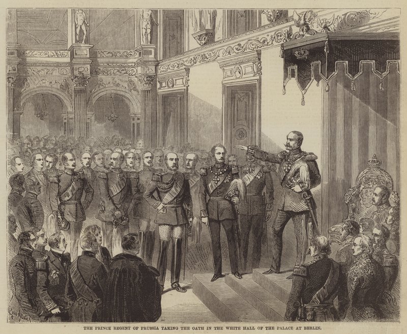Princ regent z Pruska složil přísahu v Bílém sále paláce v Berlíně od Gustave Janet