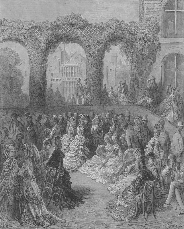 Ráno v aristokratické zahradě, Holland-House od Gustave after Dore