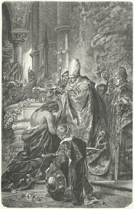 Křest Štěpána I. Uherského (rytina) od Gyula Benczúr
