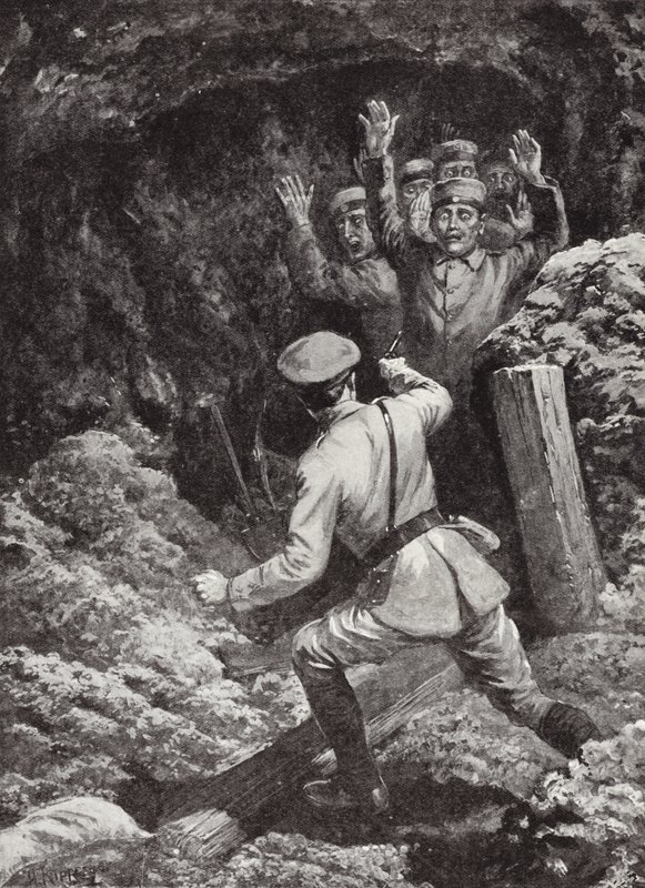 Poručík Morland zajal osmnáct Němců v dole v Givenchy, Francie, květen 1915 od H. Ripperger