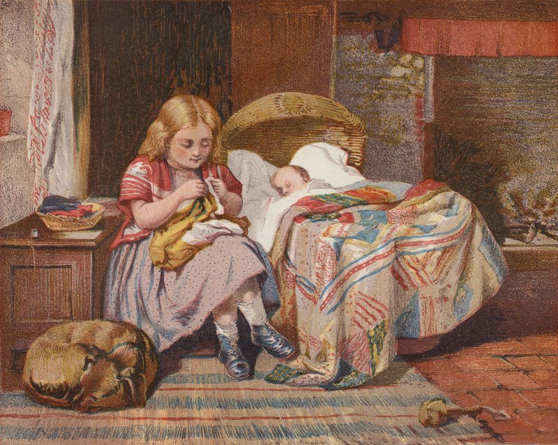 Matčina pomoc (barevná litografie) od H. Garland