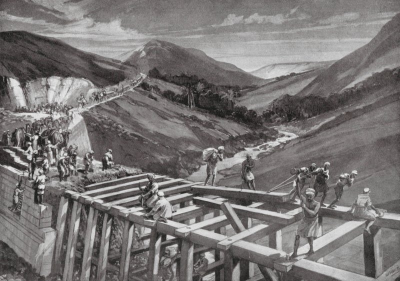 Přehrada Marib (litografie) od H. M. (after) Burton