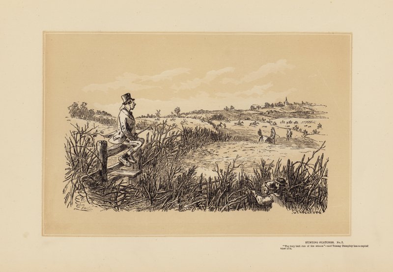 Lovecké skici, č. 7, Tommy Dumpty (rytina) od Hablot Knight (1815 92) Browne