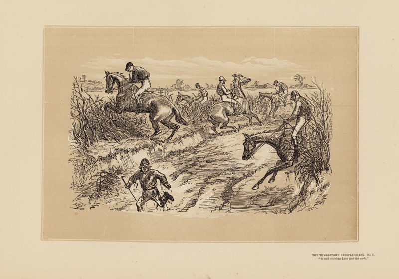 The Tumbletown Steeple-Chase, No. 7, The Lane (rytina) od Hablot Knight (1815 92) Browne