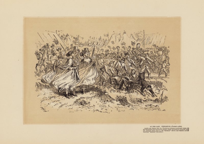 Setkání ve Wimbledonu, č. 1, Válečný kůň (rytina) od Hablot Knight (1815 92) Browne