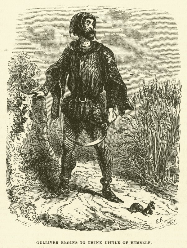 Gulliver o sobě začíná myslet málo (rytina) od after Hablot Knight Browne