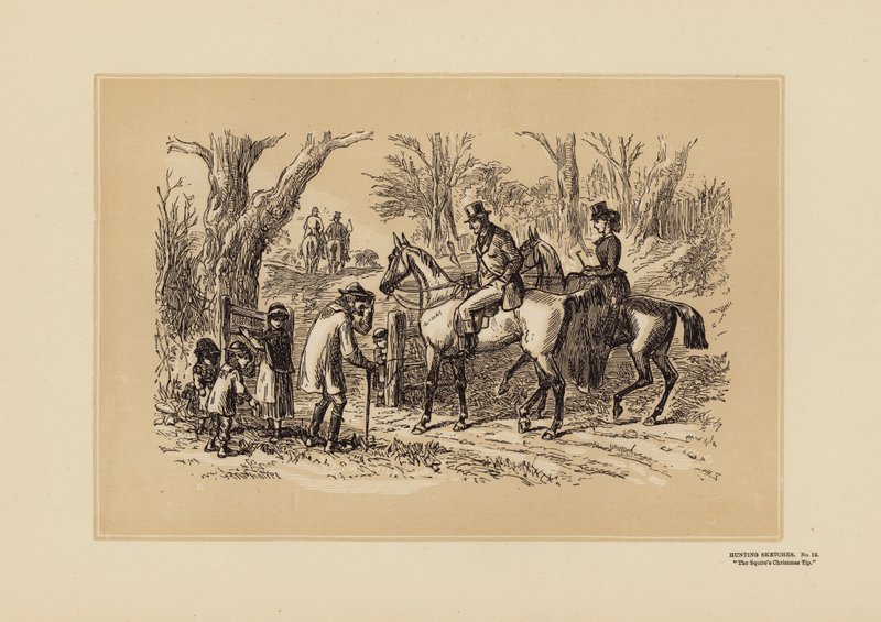 Lovecké náčrty, č. 12, Vánoční tip pro statkáře (rytina) od Hablot Knight (1815 92) Browne