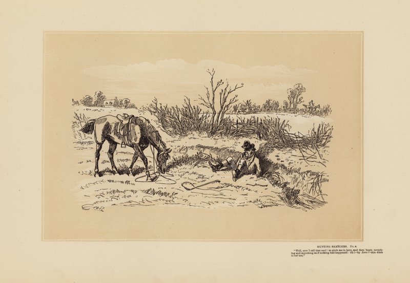 Lovecké skici, č. 8, Rozhodně v pohodě (rytina) od Hablot Knight (1815 92) Browne