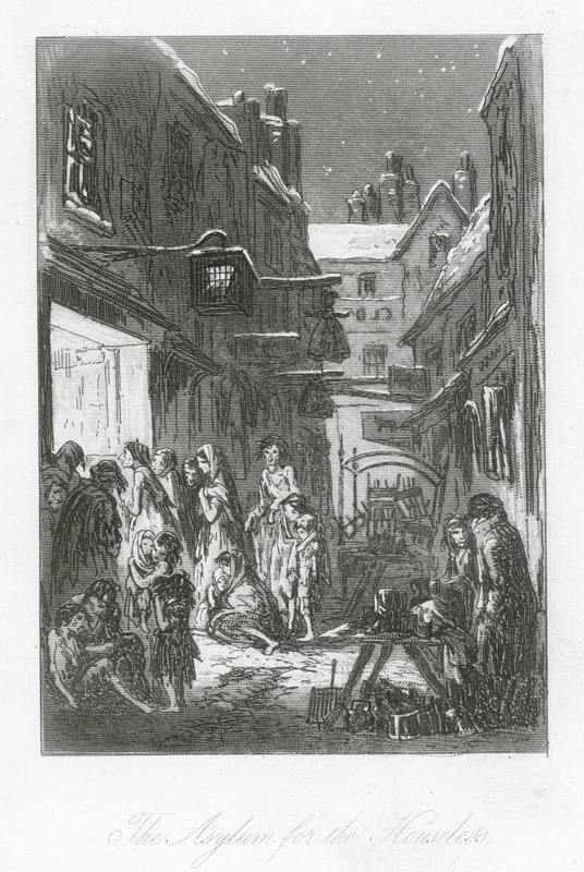Londýnské ulice: Azylový dům pro bezdomovce (rytina) od Hablot Knight (1815 92) Browne