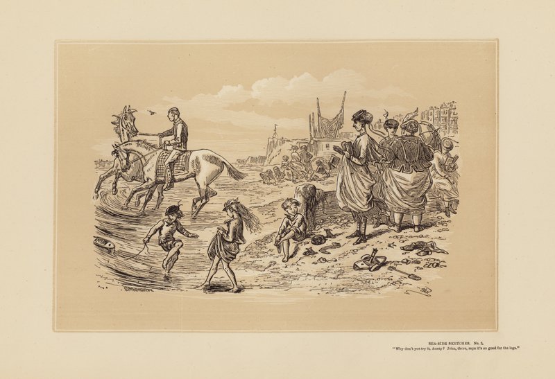 Náčrtky od moře, č. 2, Je to tak dobré pro nohy (rytina) od Hablot Knight (1815 92) Browne