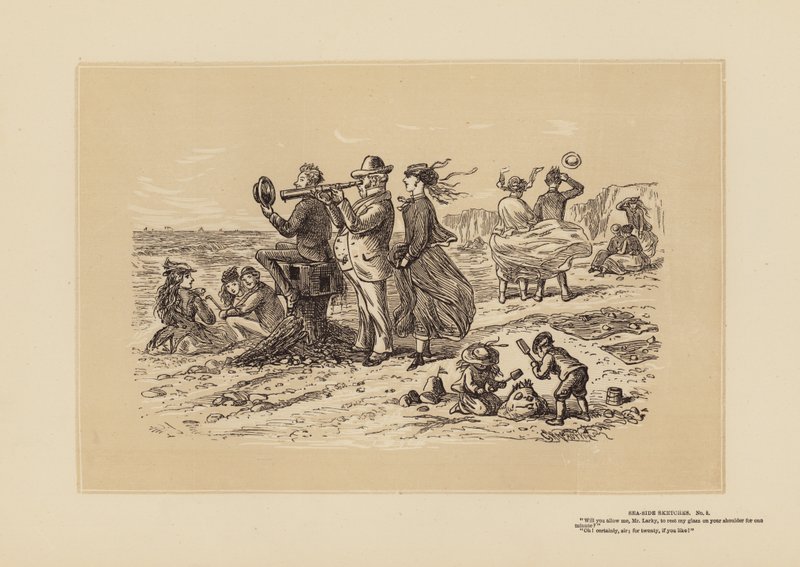 Náčrtky z mořského pobřeží, č. 5, Tak velmi zavazující (rytina) od Hablot Knight (1815 92) Browne