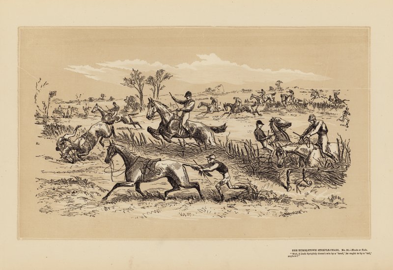 The Tumbletown Steeple-Chase, č. 10, Hlava nebo orel (rytina) od Hablot Knight (1815 92) Browne