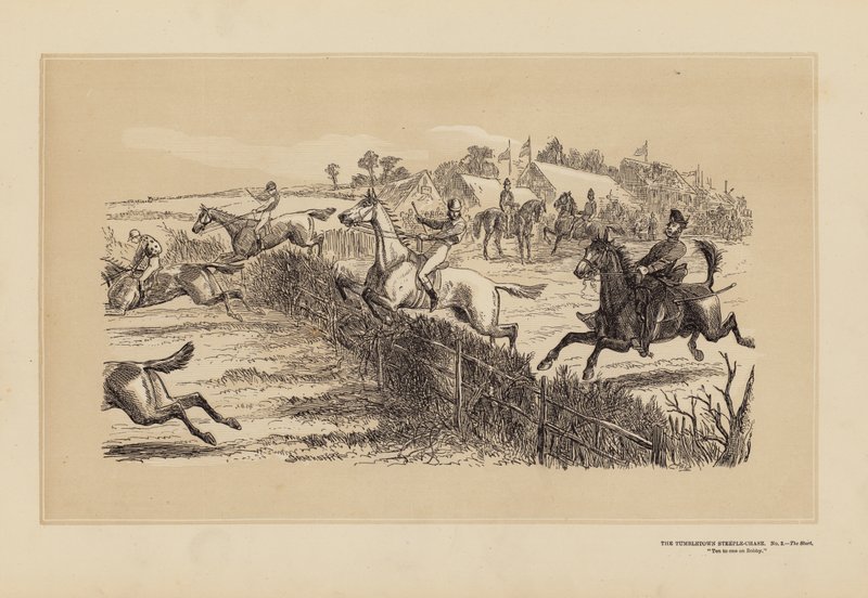 The Tumbletown Steeple-Chase, č. 2, Start (rytina) od Hablot Knight (1815 92) Browne