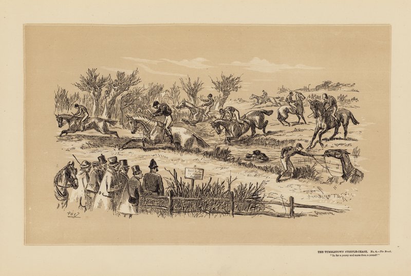 The Tumbletown Steeple-Chase, č. 6, The Brook (rytina) od Hablot Knight (1815 92) Browne