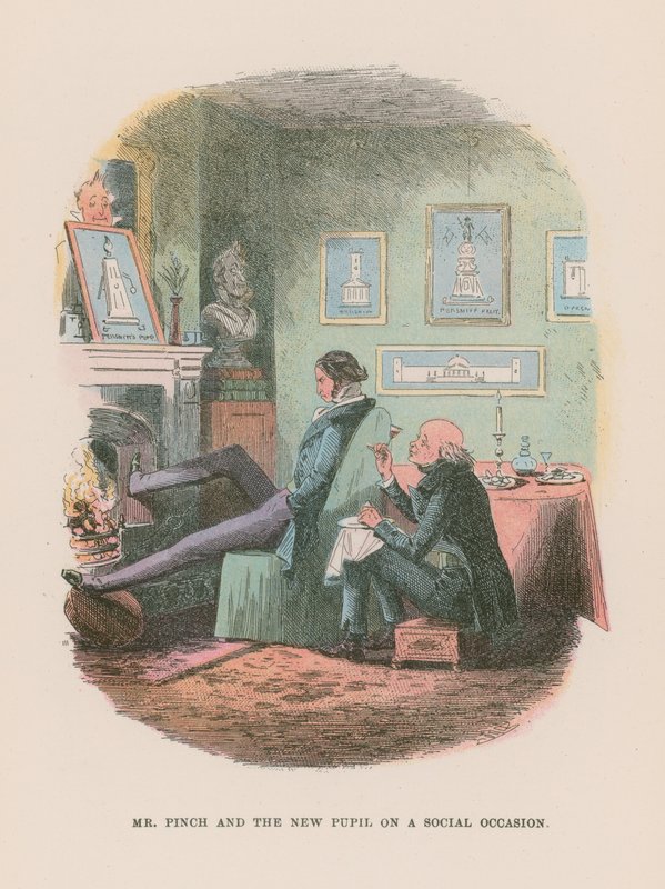 Ilustrace k filmu Martin Chuzzlewit od Hablot Knight Browne