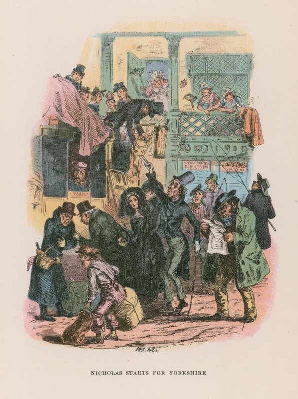 Ilustrace pro Nicholase Nicklebyho od Hablot Knight Browne