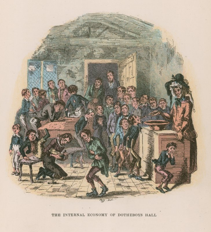 Ilustrace pro Nicholase Nicklebyho od Hablot Knight Browne