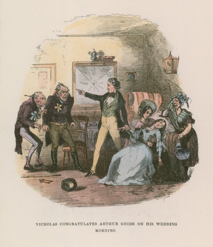 Ilustrace k filmu Nicholas Nickleby od Hablot Knight Browne