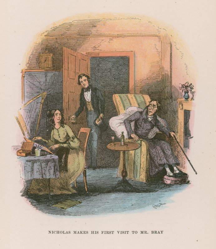Ilustrace pro Nicholase Nicklebyho od Hablot Knight Browne