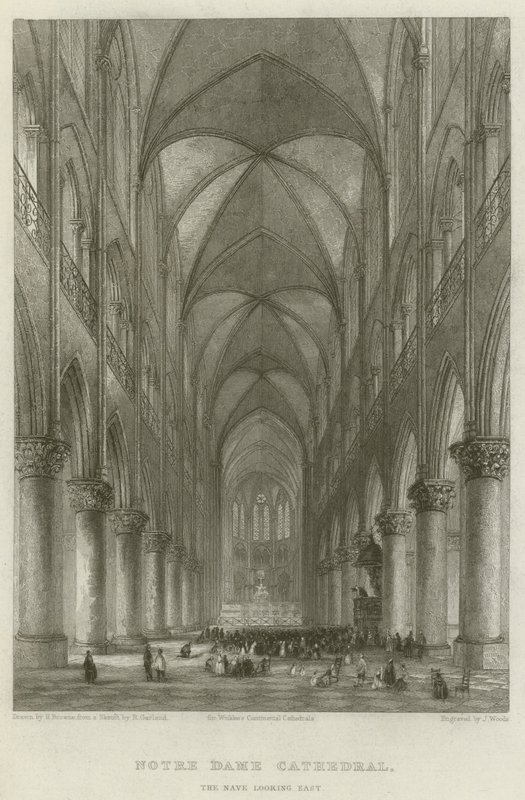 Katedrála Notre Dame, chrámová loď při pohledu na východ od Hablot Knight Browne