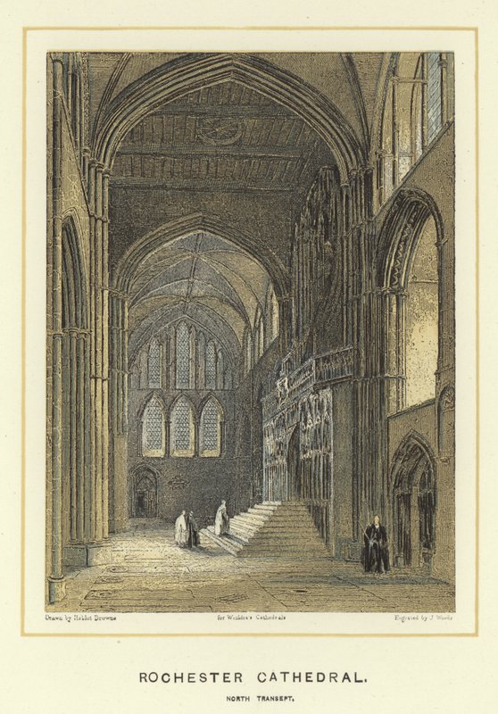 Rochesterská katedrála, severní transept od Hablot Knight Browne