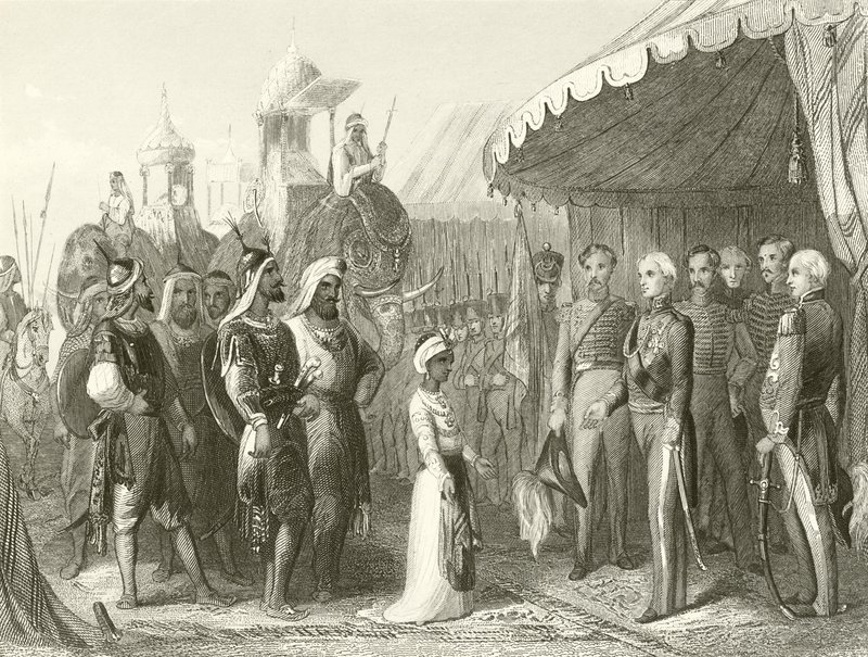 Předání Maharajah Dhuleep Singh siru Henrymu Hardingeovi od Hablot Knight Browne