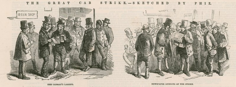 The Great Cab Strike - náčrtky Phiz od Hablot Knight Browne