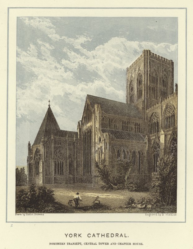 Katedrála v Yorku, severní transept, centrální věž a kapitulní síň od Hablot Knight Browne