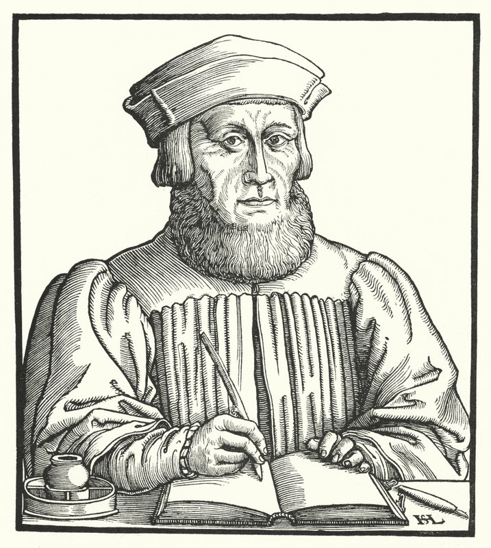 Johannes Aventinus , bavorský renesanční humanista, historik a filolog (rytina) od Hanns Sebald Lautensack